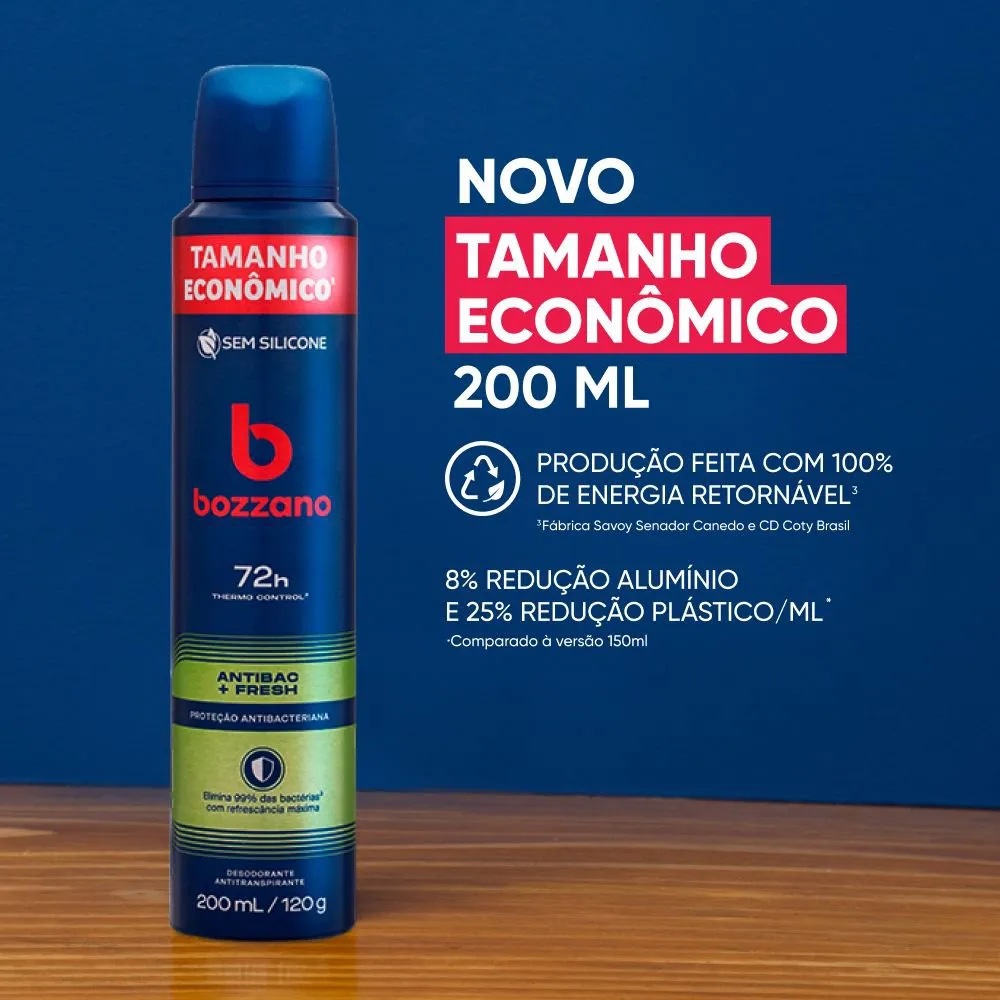 Desodorante Antitranspirante Aerossol Masculino Bozzano Fresh 200ml — foto 3
