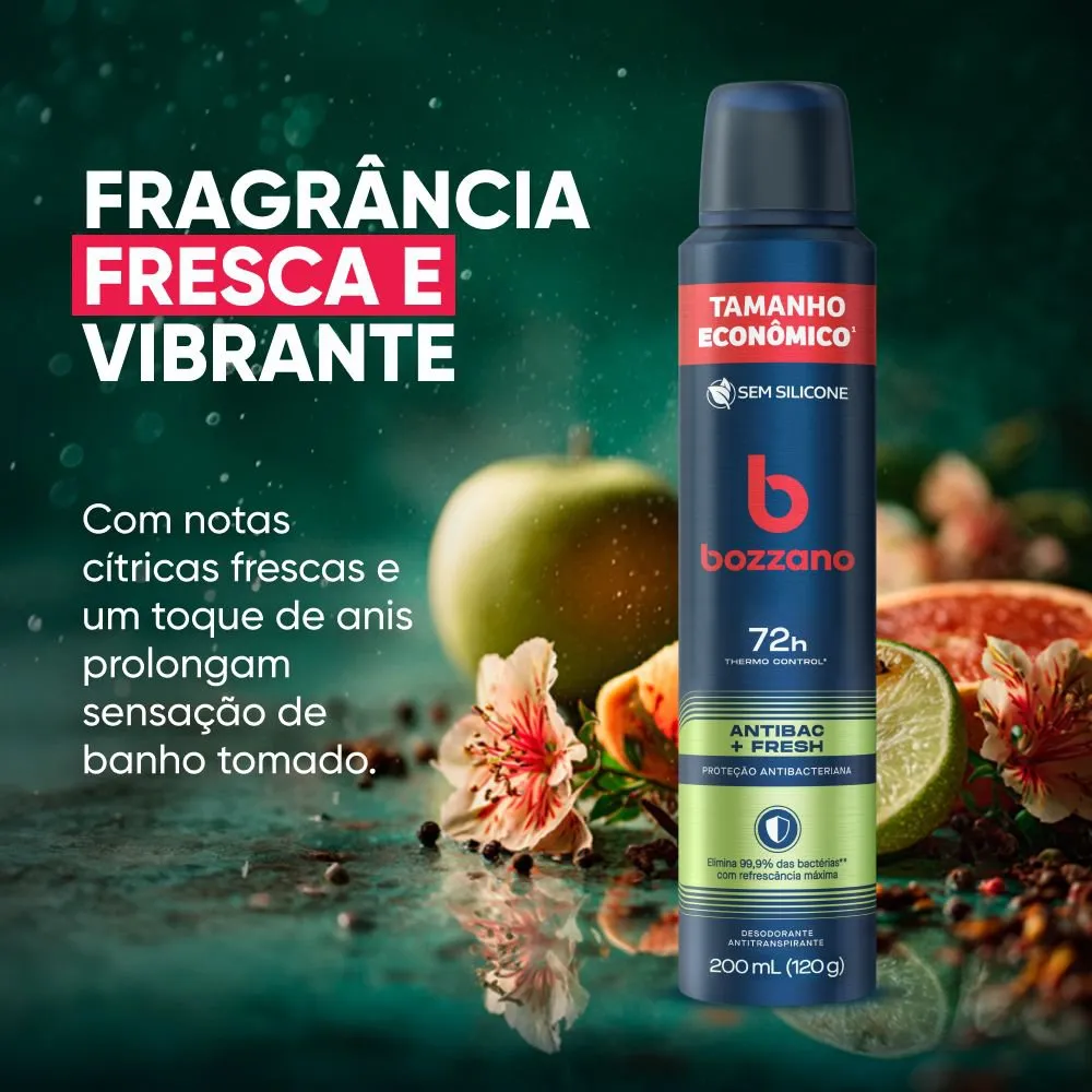 Desodorante Antitranspirante Aerossol Masculino Bozzano Fresh 200ml — foto 6