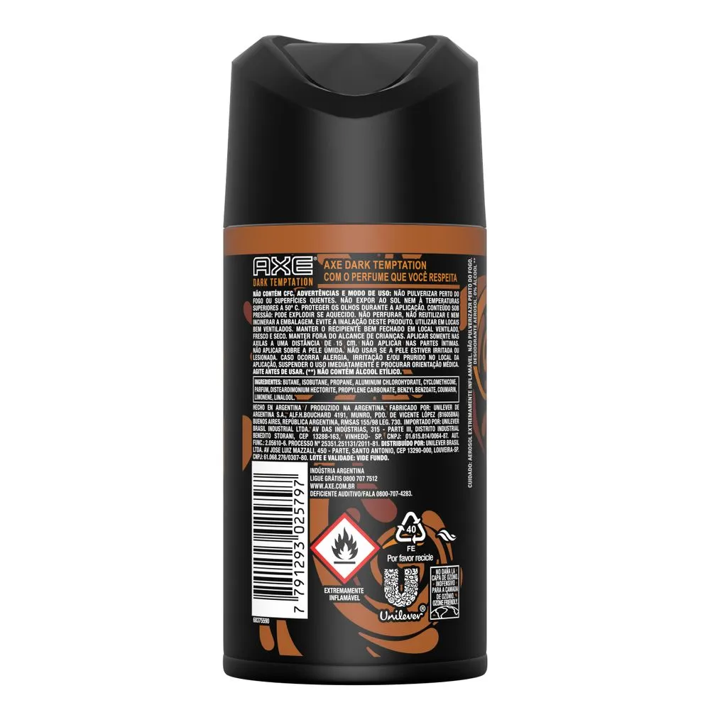 Desodorante Antitranspirante Axe Dark Temptation Chocolate 150ml — foto 3
