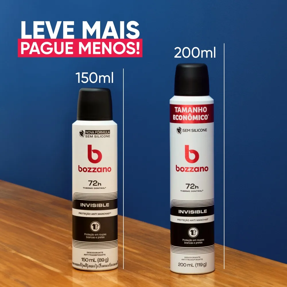 Desodorante Antitranspirante Bozzano Invisible 72h Aerossol 200ml — foto 5