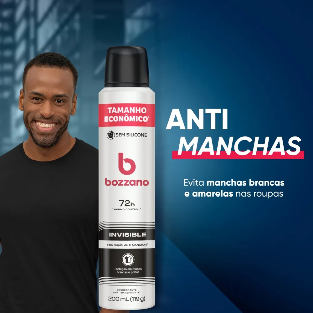 Desodorante Antitranspirante Bozzano Invisible 72h Aerossol 200ml — foto 6