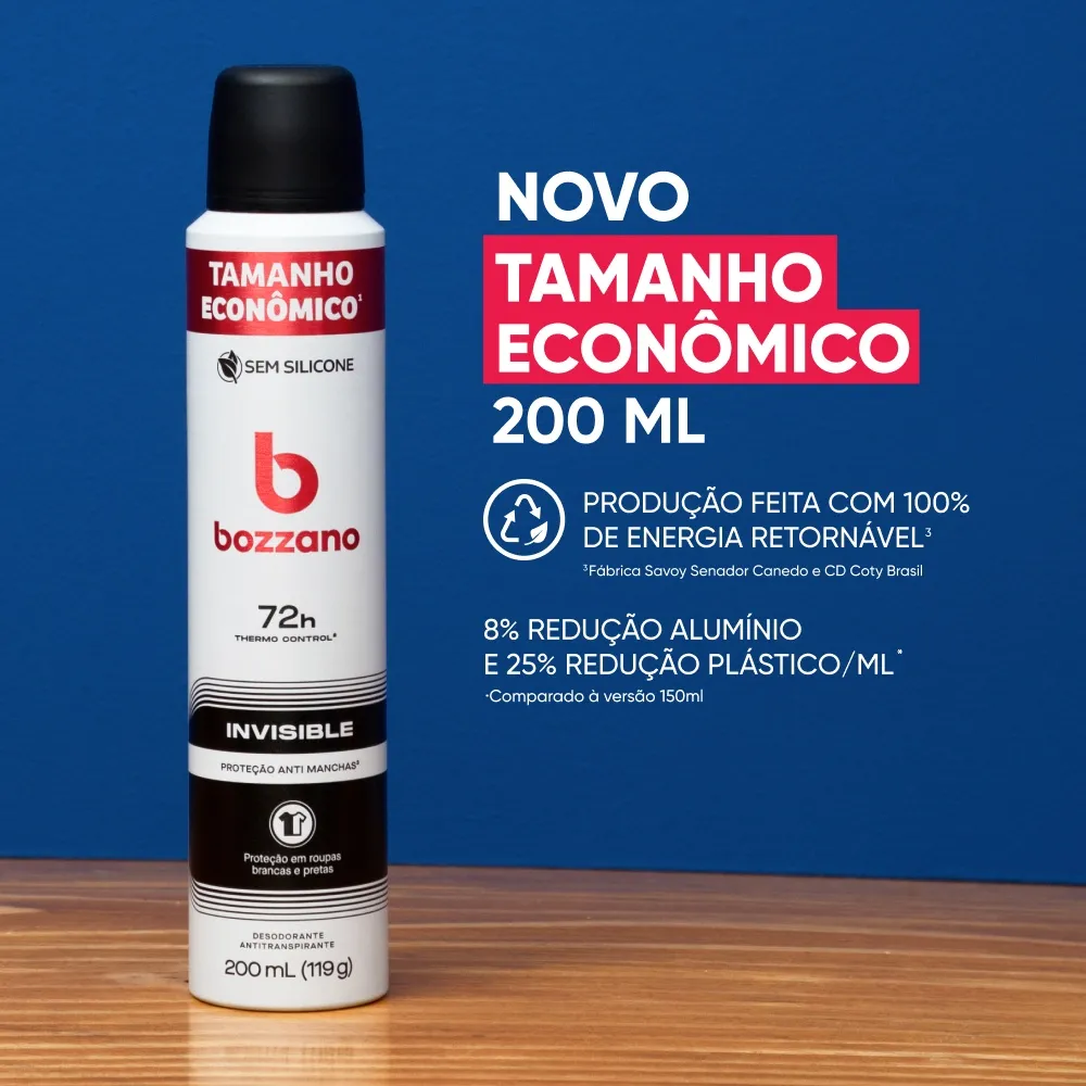 Desodorante Antitranspirante Bozzano Invisible 72h Aerossol 200ml — foto 4