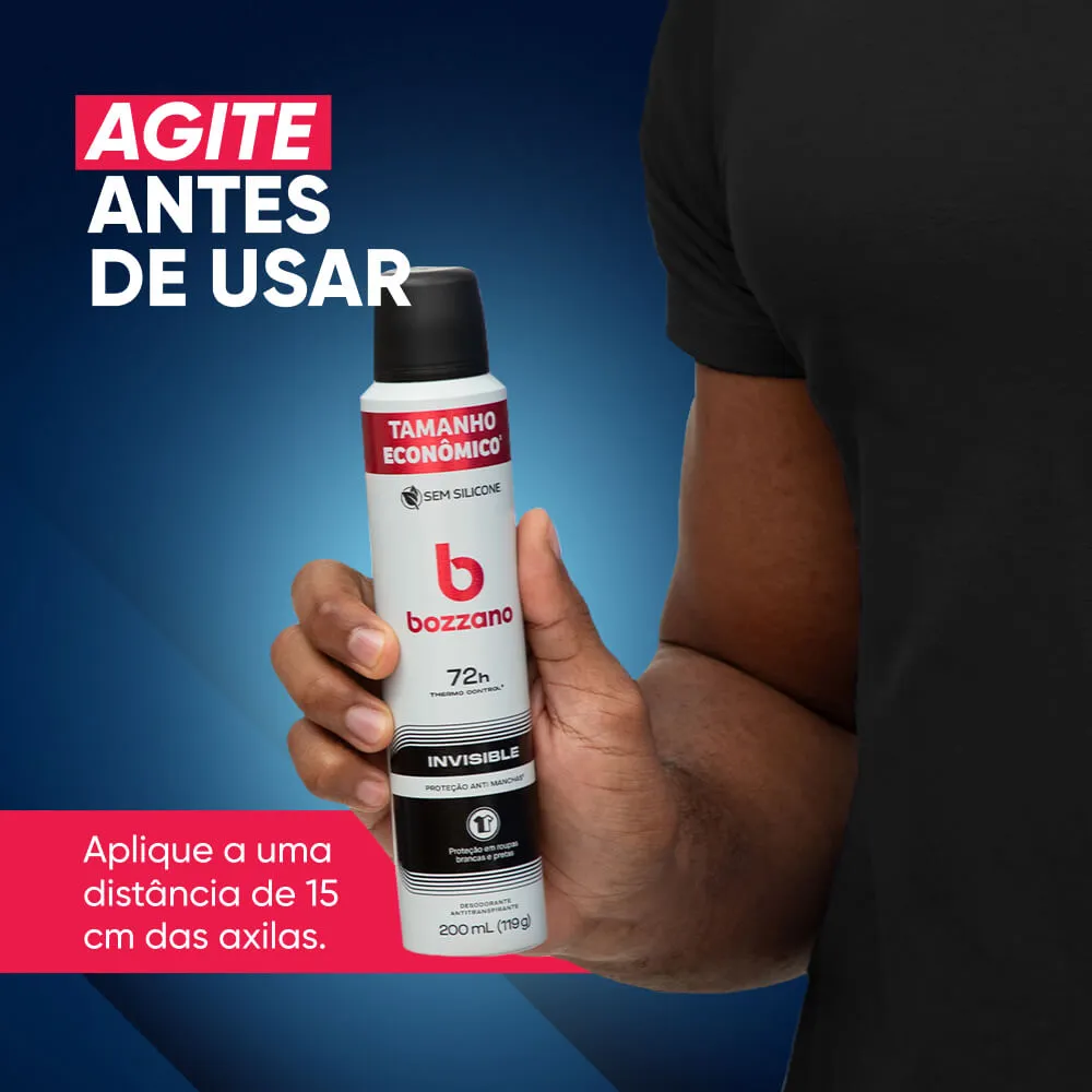 Desodorante Antitranspirante Bozzano Invisible 72h Aerossol 200ml — foto 8