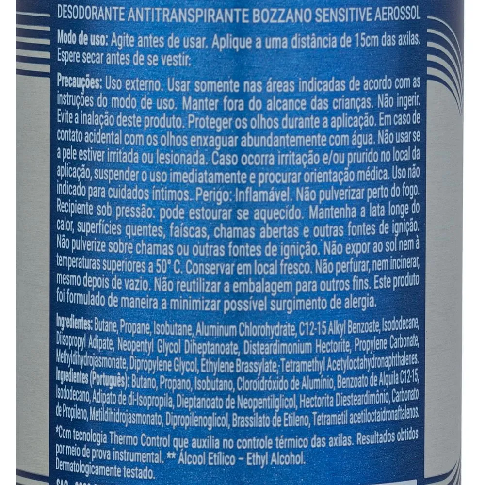 Desodorante Antitranspirante Bozzano Sensitive Sem Perfume 72h Aerossol 150ml — foto 4