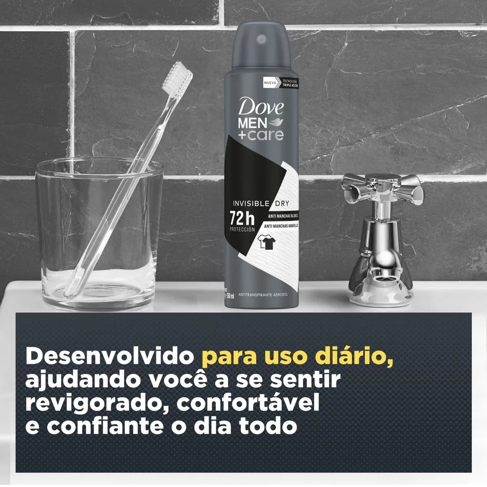 Desodorante Antitranspirante Dove Men+Care Invisible Dry 72h Aerossol 150ml — foto 6
