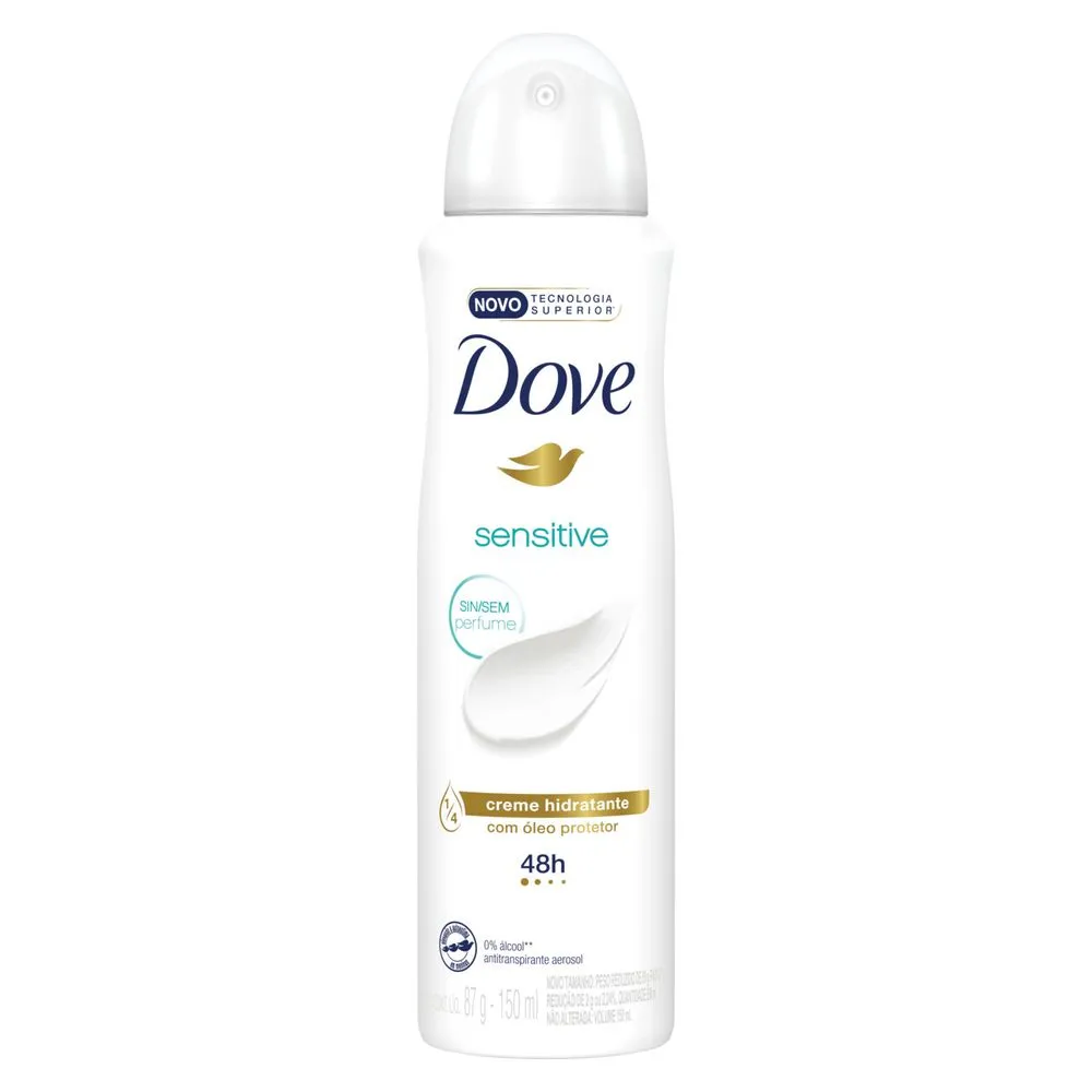 Desodorante Antitranspirante Dove Sensitive Sem Perfume 48h Aerossol 150ml — foto 2