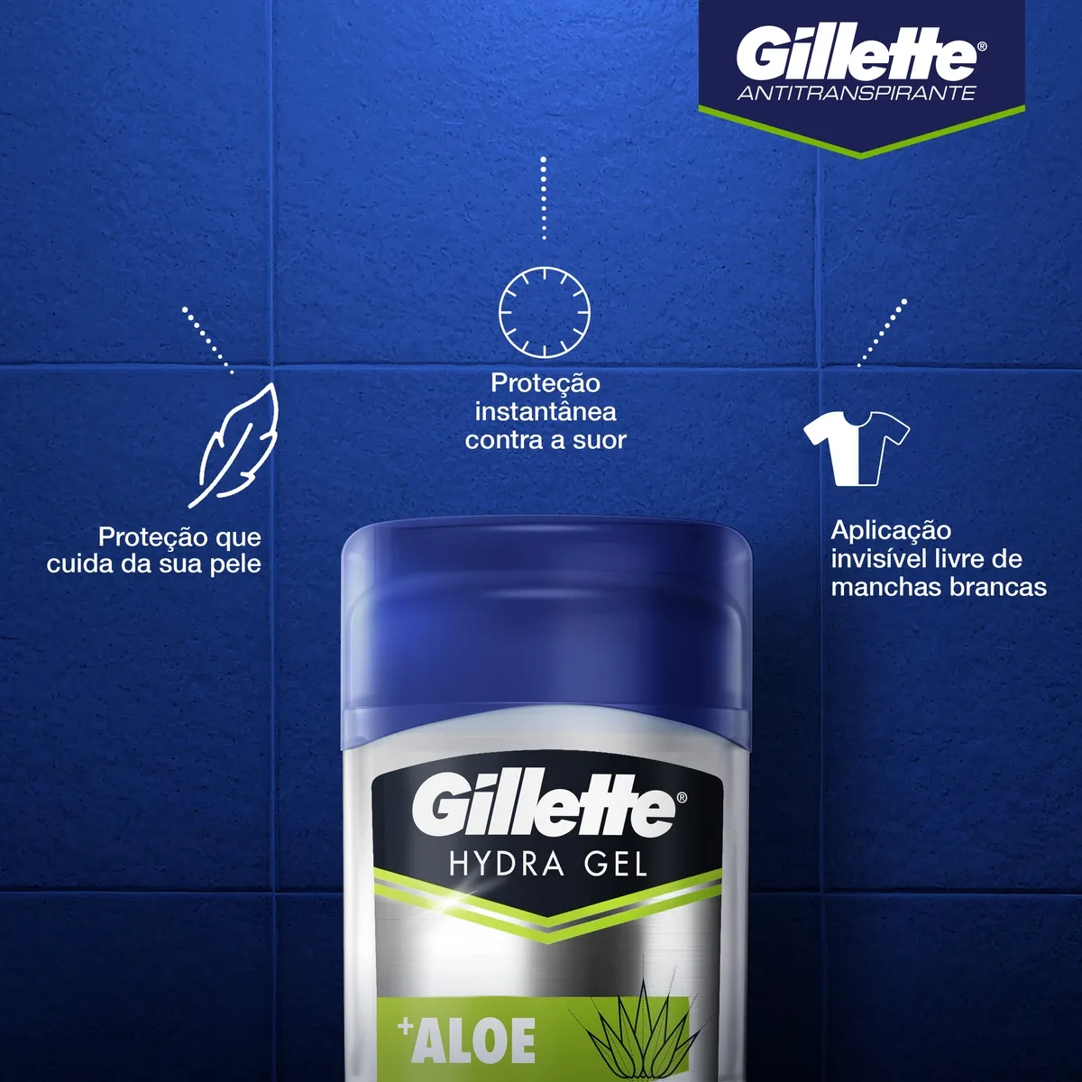 Desodorante Antitranspirante Gillette Hydra Gel +Aloe Gel Stick 45g — foto 2