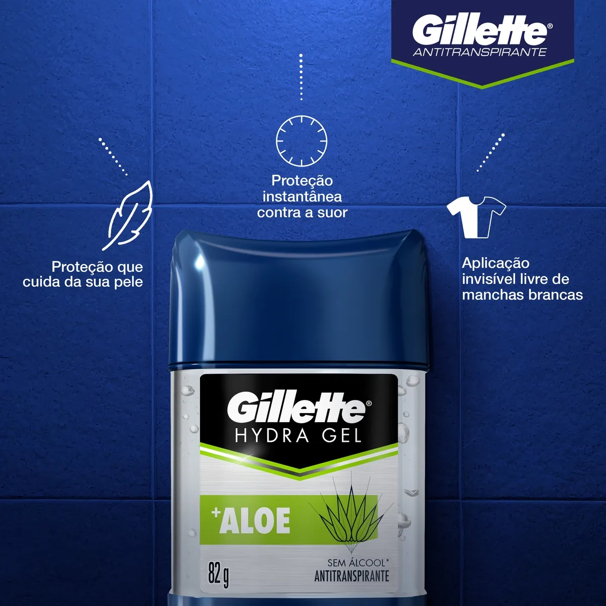 Desodorante Antitranspirante Gillette Hydra Gel +Aloe Gel Stick 82g — foto 2