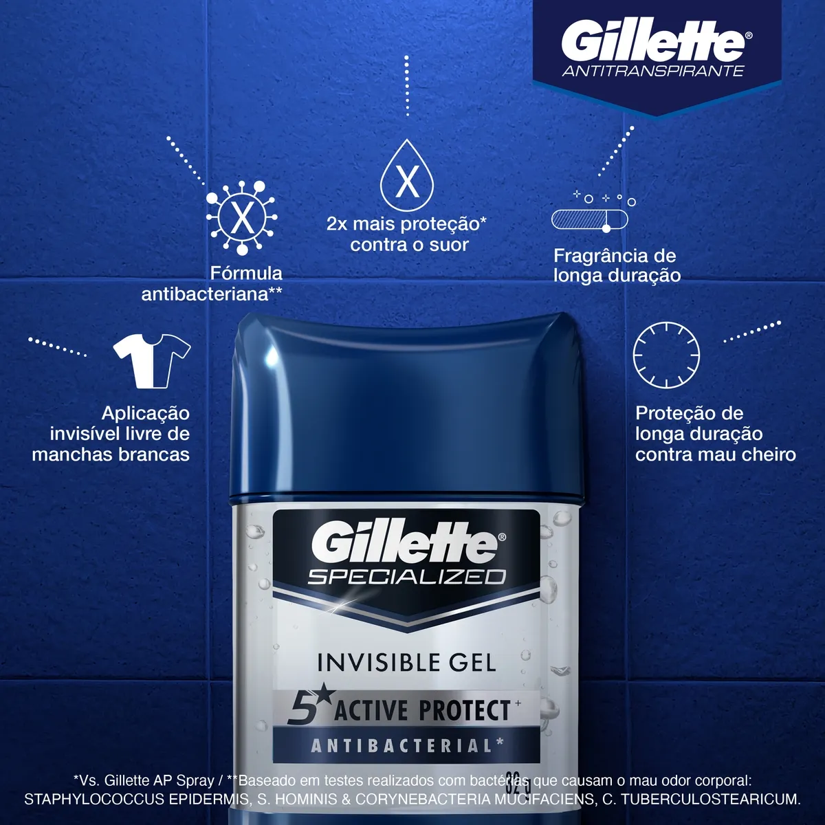 Desodorante Antitranspirante Gillette Specialized Antibacterial Gel Stick 82g — foto 2