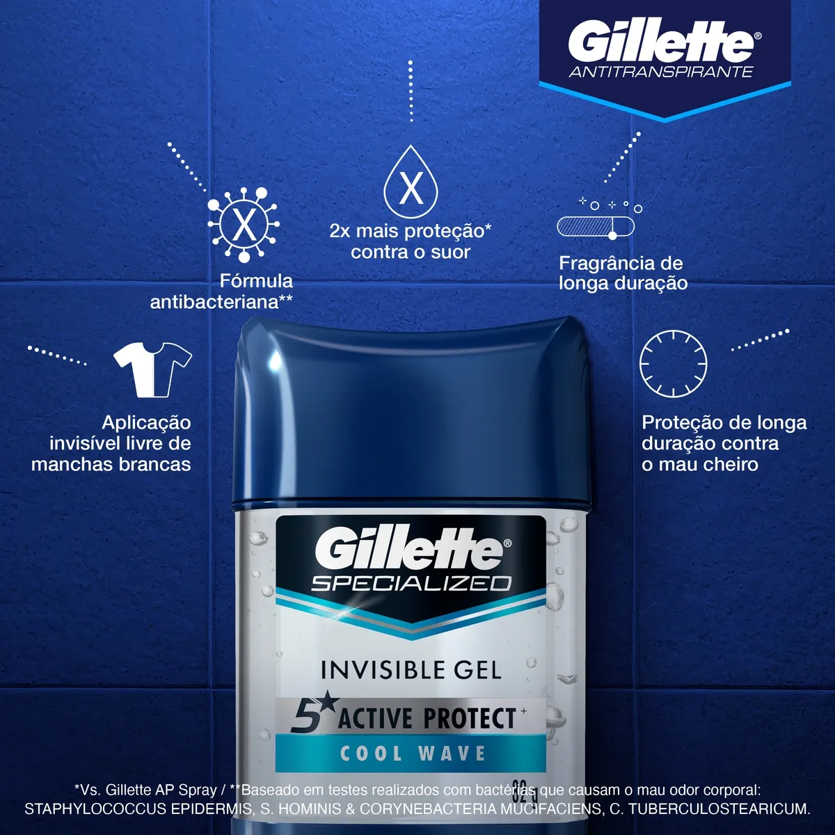 Desodorante Antitranspirante Gillette Specialized Cool Wave Gel Stick 82g — foto 2