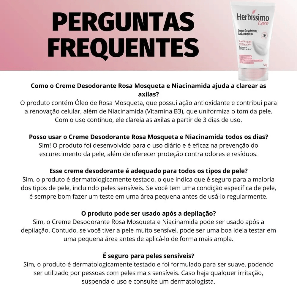 Desodorante Antitranspirante Herbissimo Care Creme Rosa Mosqueta E Niacinamida 55g — foto 6