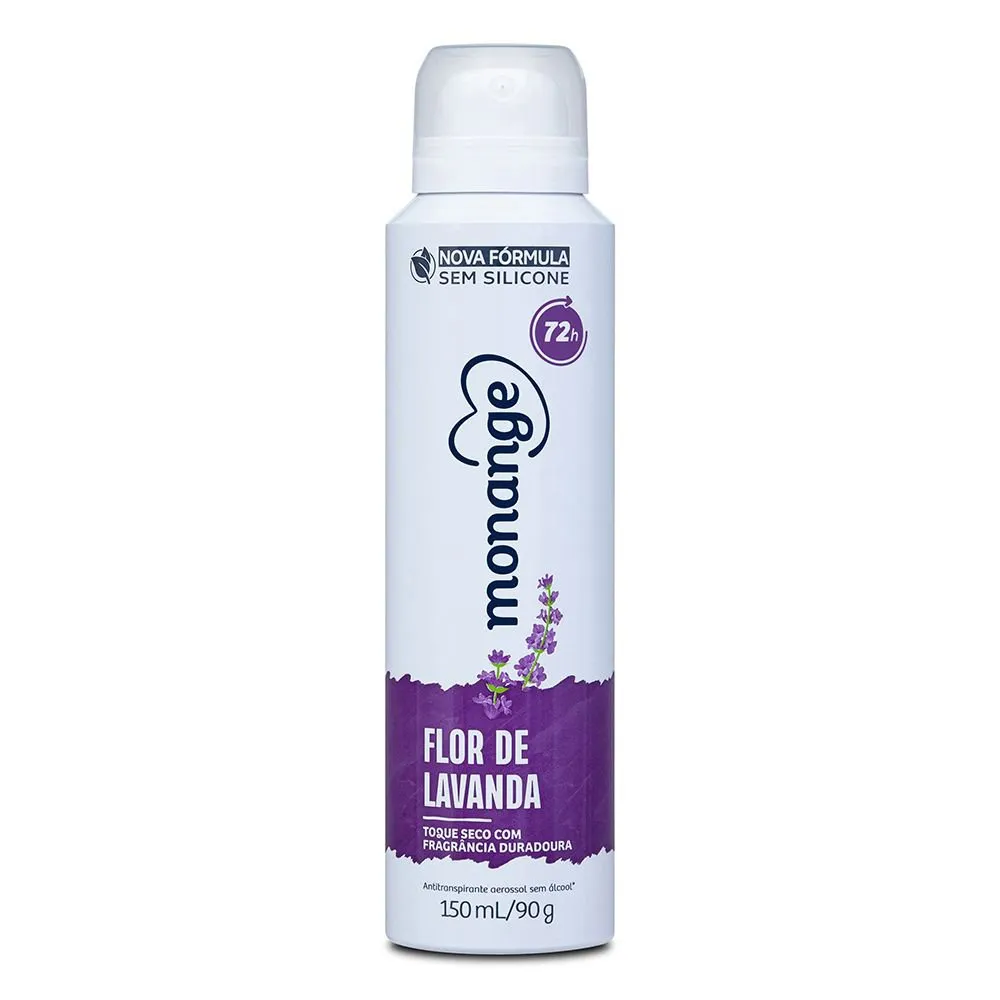 Desodorante Antitranspirante Monange Flor de Lavanda 72h Aerossol 150ml