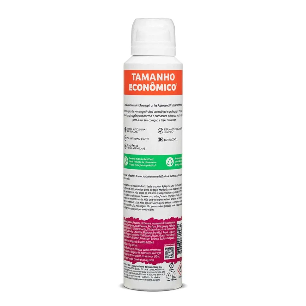 Desodorante Antitranspirante Monange Frutas Vermelhas 72h Aerossol 200ml — foto 11
