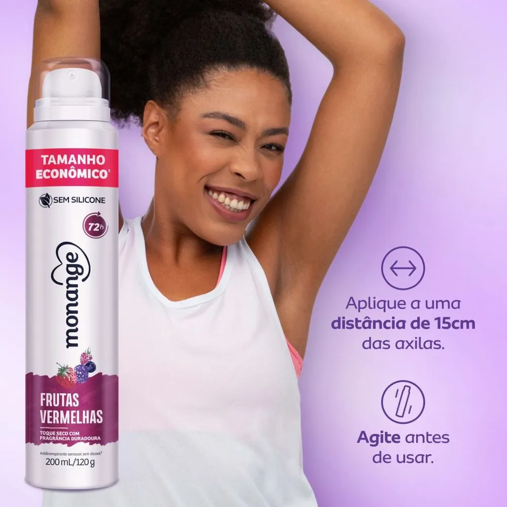 Desodorante Antitranspirante Monange Frutas Vermelhas 72h Aerossol 200ml — foto 7
