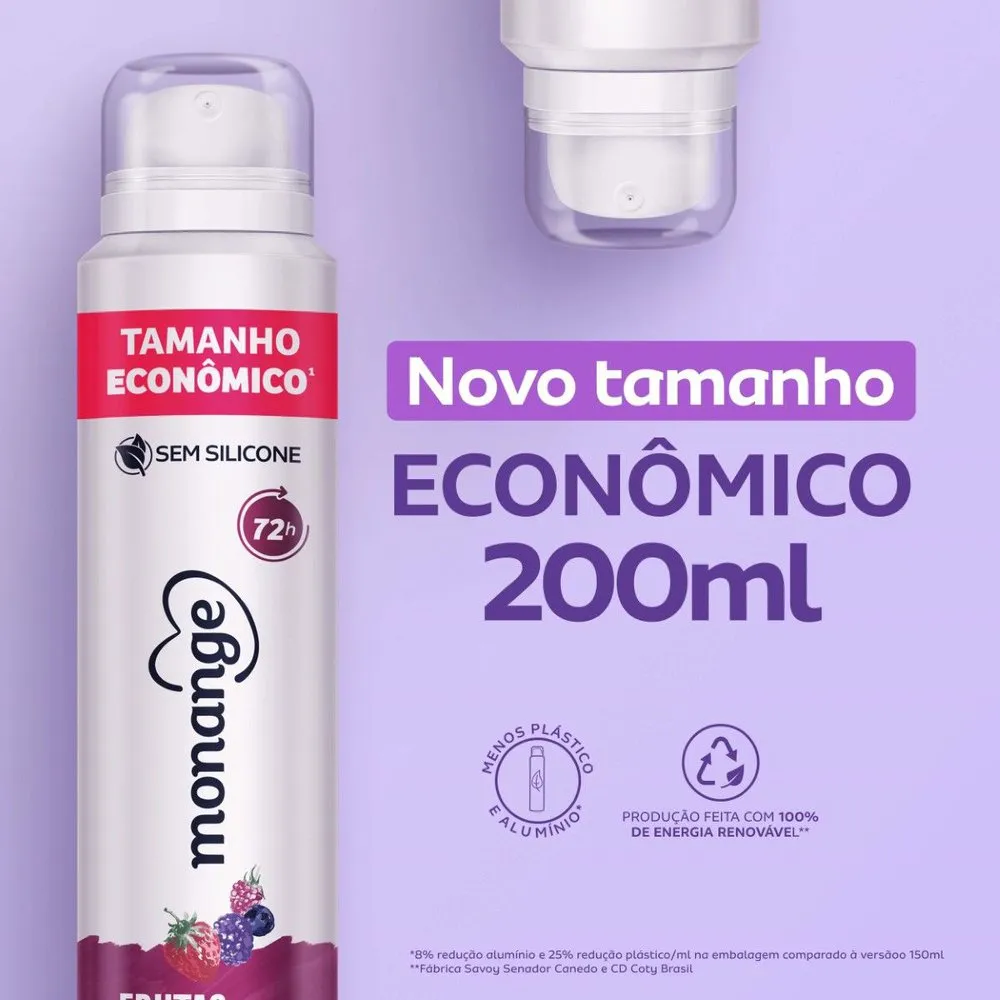 Desodorante Antitranspirante Monange Frutas Vermelhas 72h Aerossol 200ml — foto 3