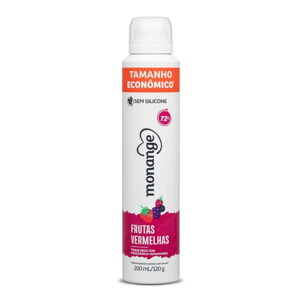Desodorante Antitranspirante Monange Frutas Vermelhas 72h Aerossol 200ml