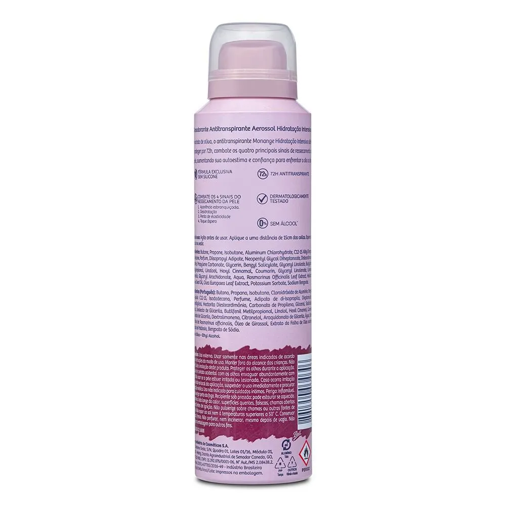 Desodorante Antitranspirante Monange Hidratação Intensiva 72h Aerossol 150ml — foto 5