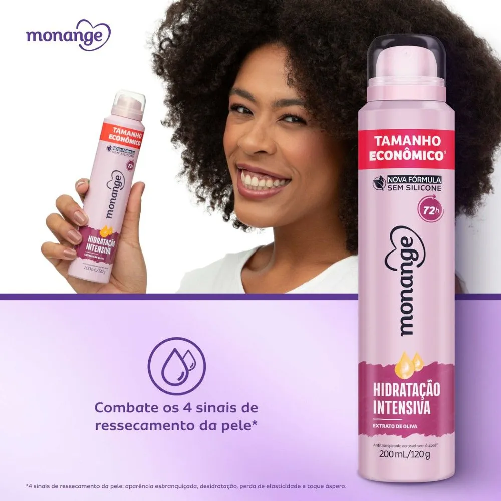 Desodorante Antitranspirante Monange Hidratação Intensiva 72h Aerossol 200ml — foto 5