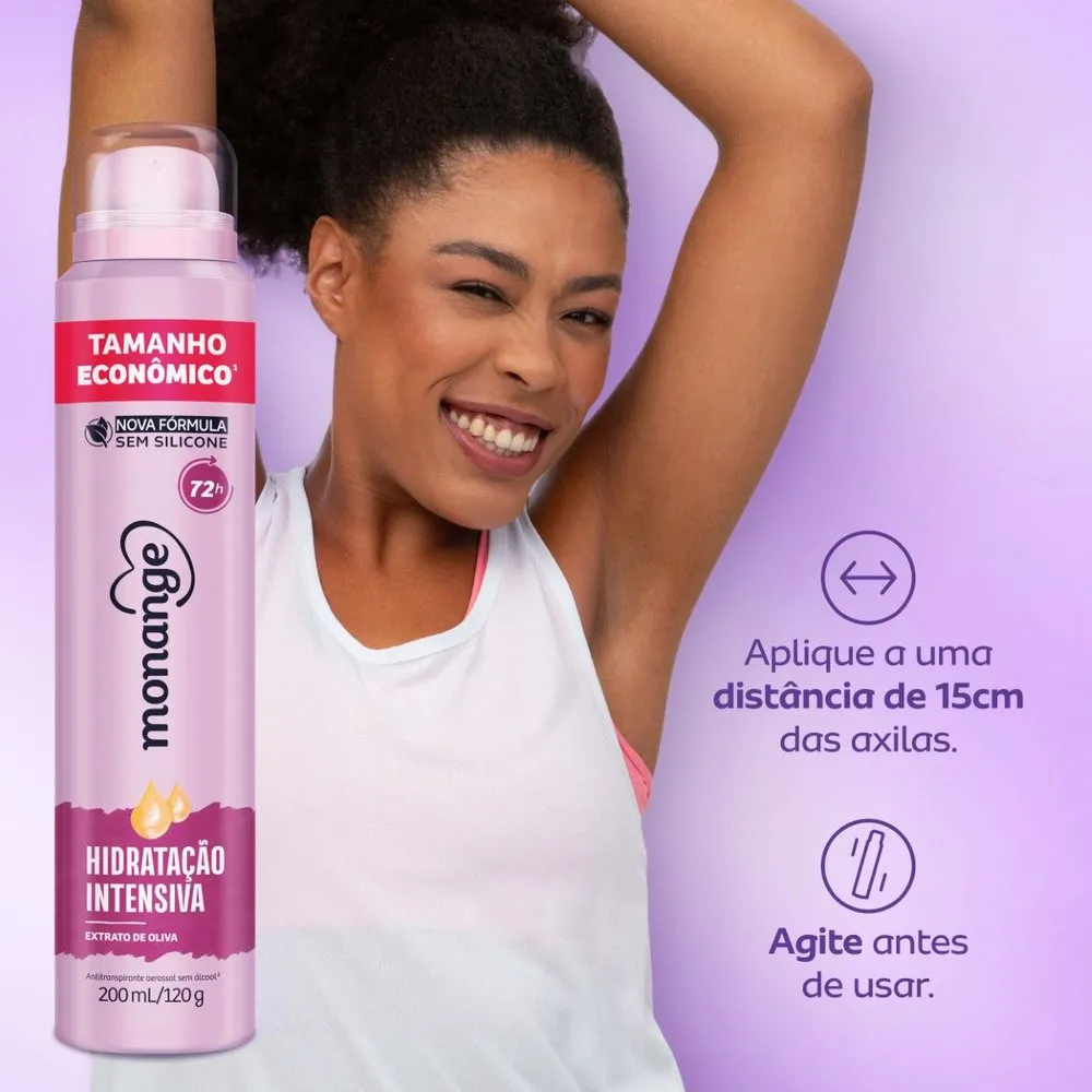 Desodorante Antitranspirante Monange Hidratação Intensiva 72h Aerossol 200ml — foto 7