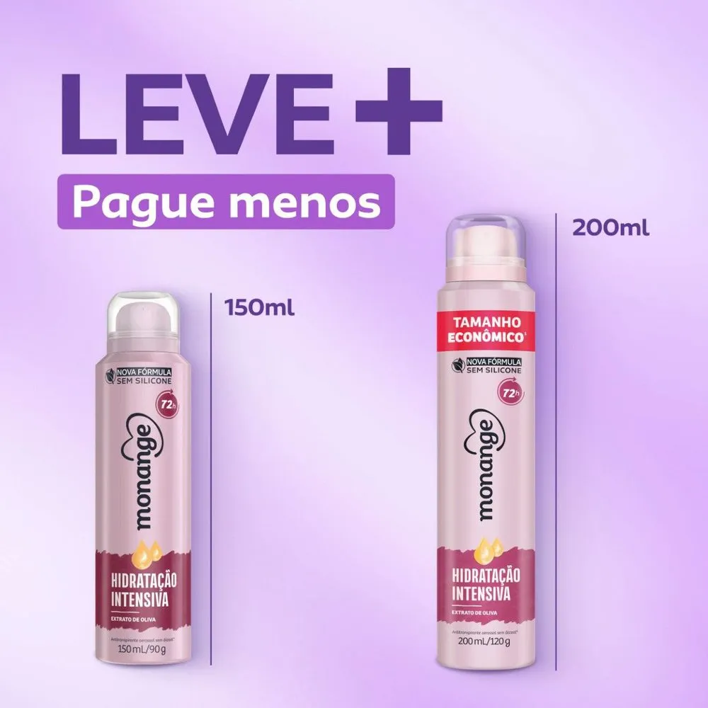 Desodorante Antitranspirante Monange Hidratação Intensiva 72h Aerossol 200ml — foto 4