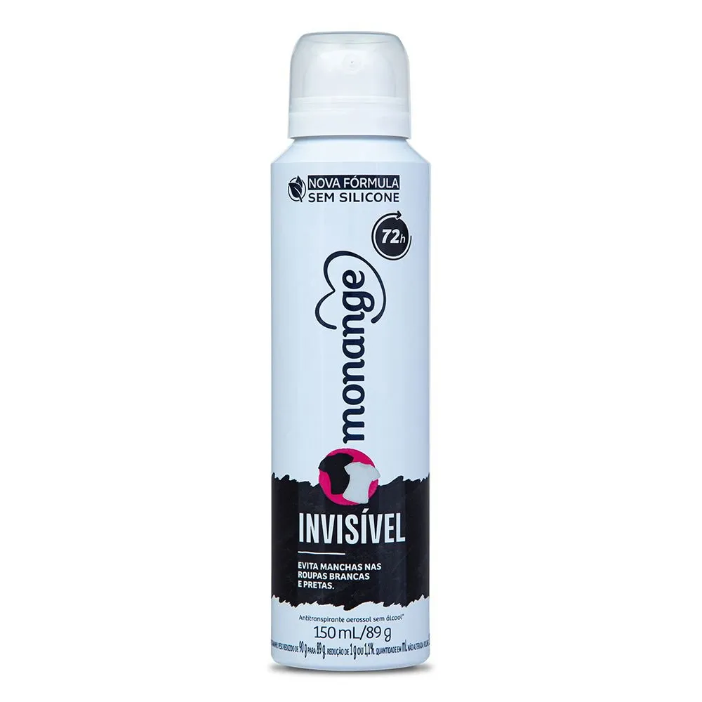 Desodorante Antitranspirante Monange Invisível 72h Aerossol 150ml
