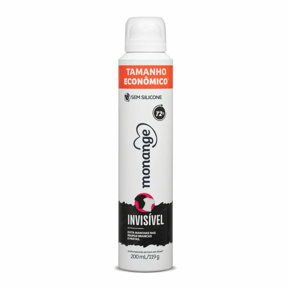 Desodorante Antitranspirante Monange Invisível 72h Aerossol 200ml