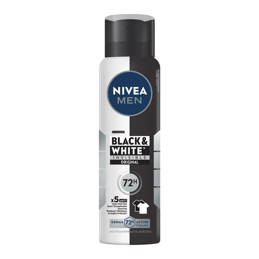 Desodorante Antitranspirante Nivea Men Black & White Invisible Original 72h Aerossol 150ml