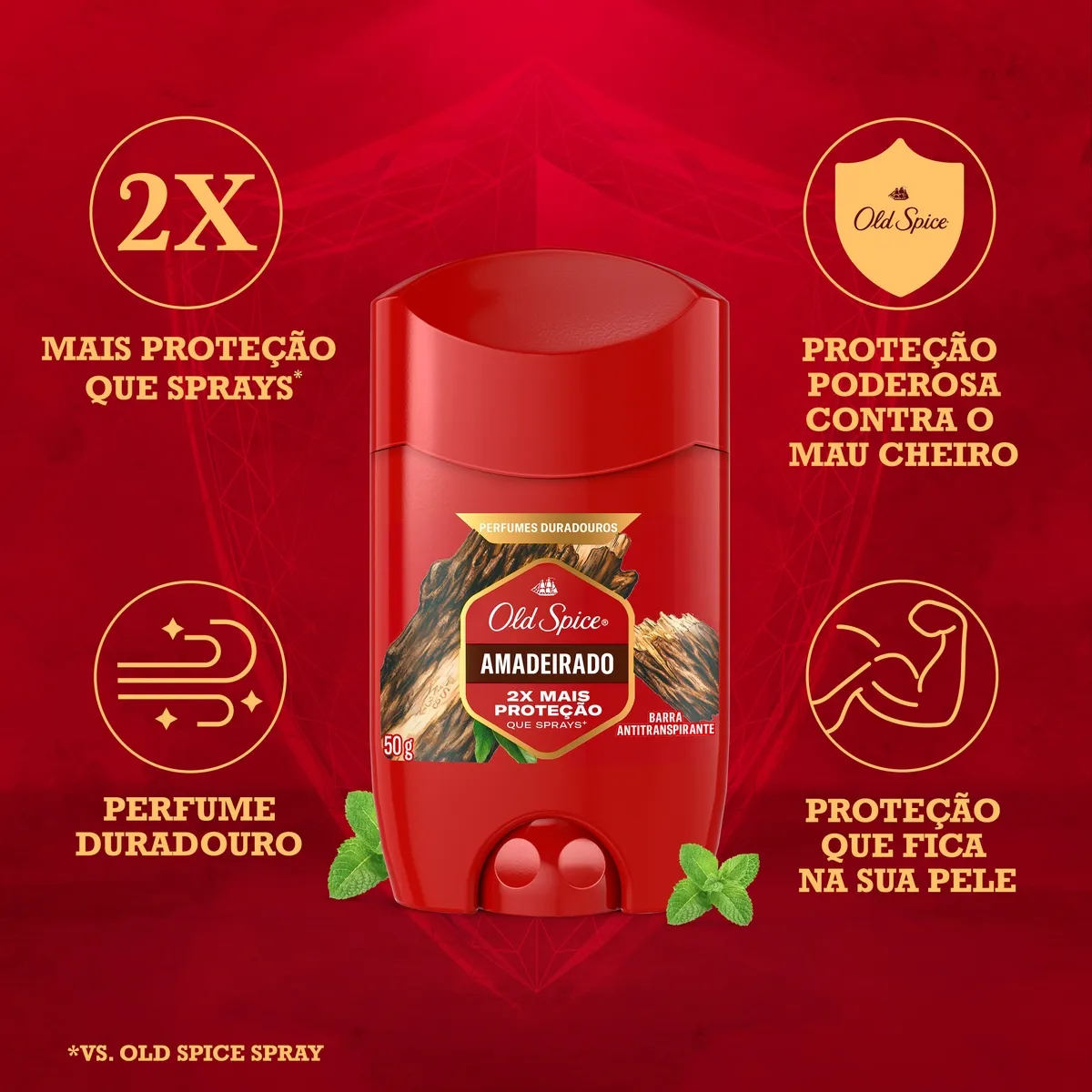 Desodorante Antitranspirante Old Spice Amadeirado em Barra 50g — foto 2