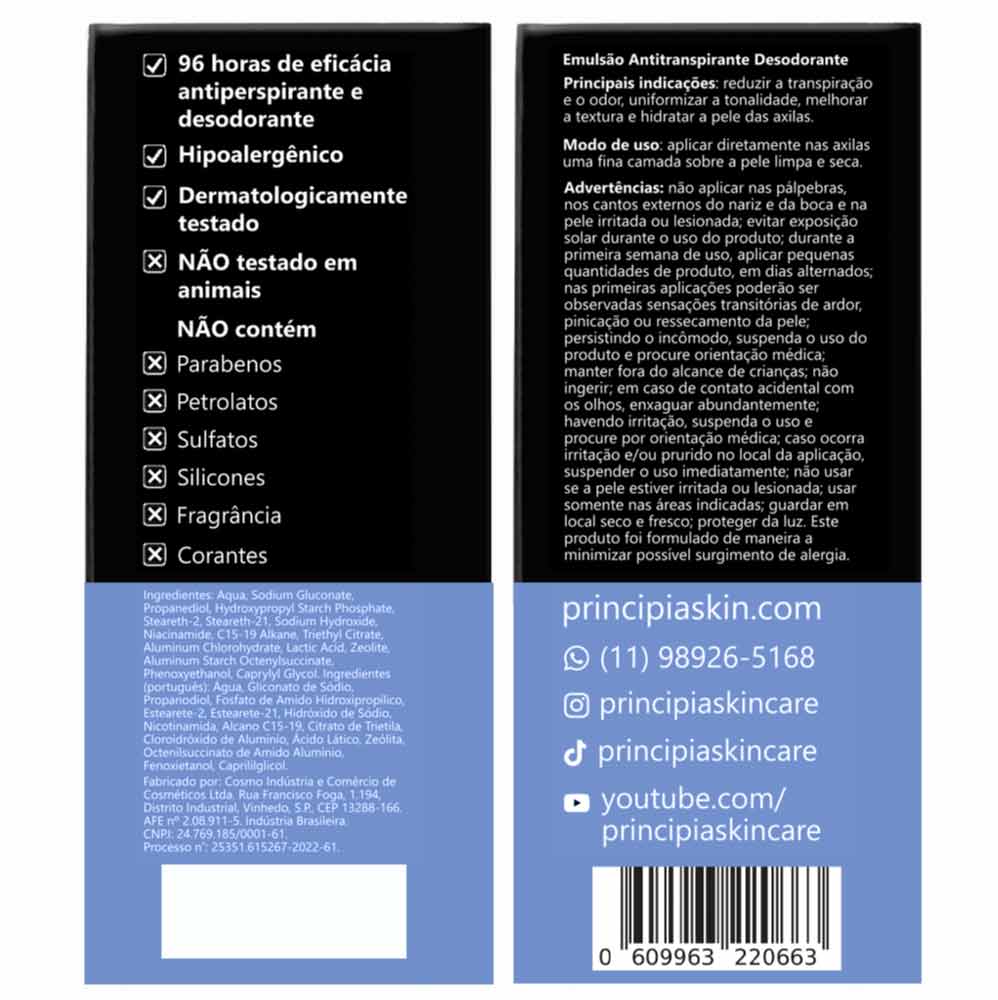 Desodorante Antitranspirante Principia AD-01 Creme 70ml — foto 4
