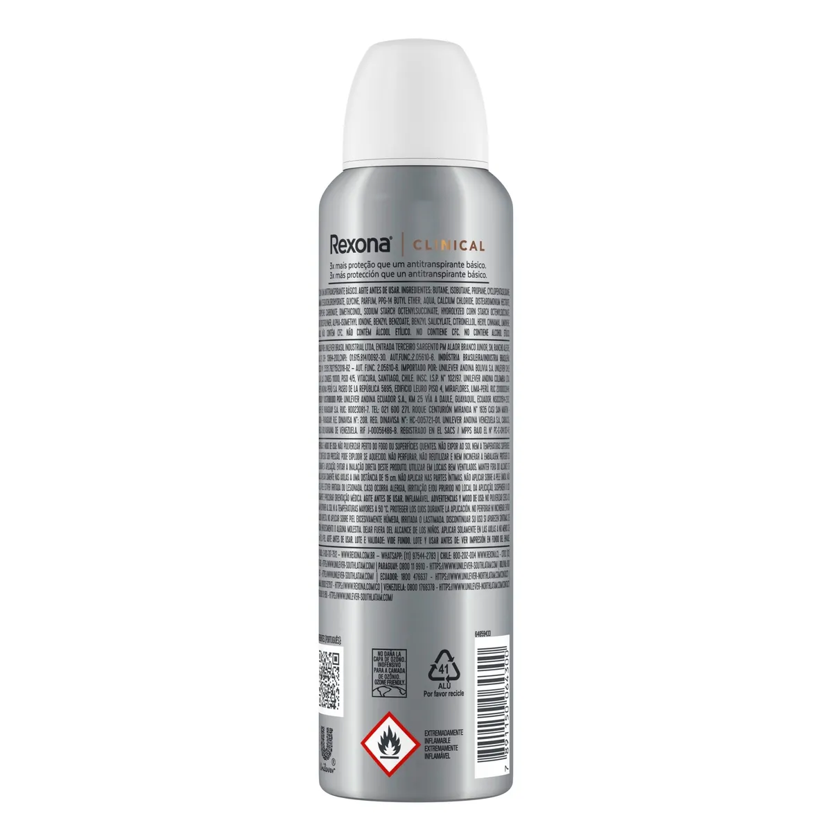 Desodorante Antitranspirante Rexona Clinical Extra Dry 96h Aerossol 150ml — foto 3
