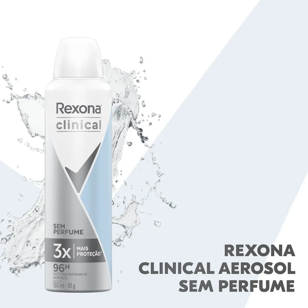Desodorante Antitranspirante Rexona Clinical sem Perfume 96h Aerossol 150ml — foto 8