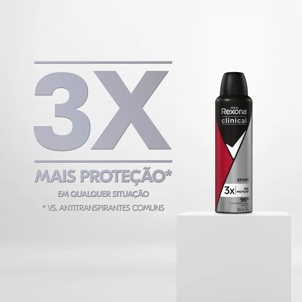 Desodorante Antitranspirante Rexona Clinical Sport 96h Aerossol 150ml — foto 7
