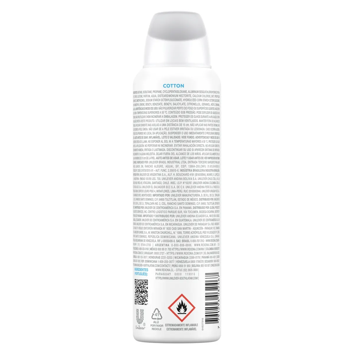 Desodorante Antitranspirante Rexona Cotton Dry 72h Aerossol 150ml — foto 3
