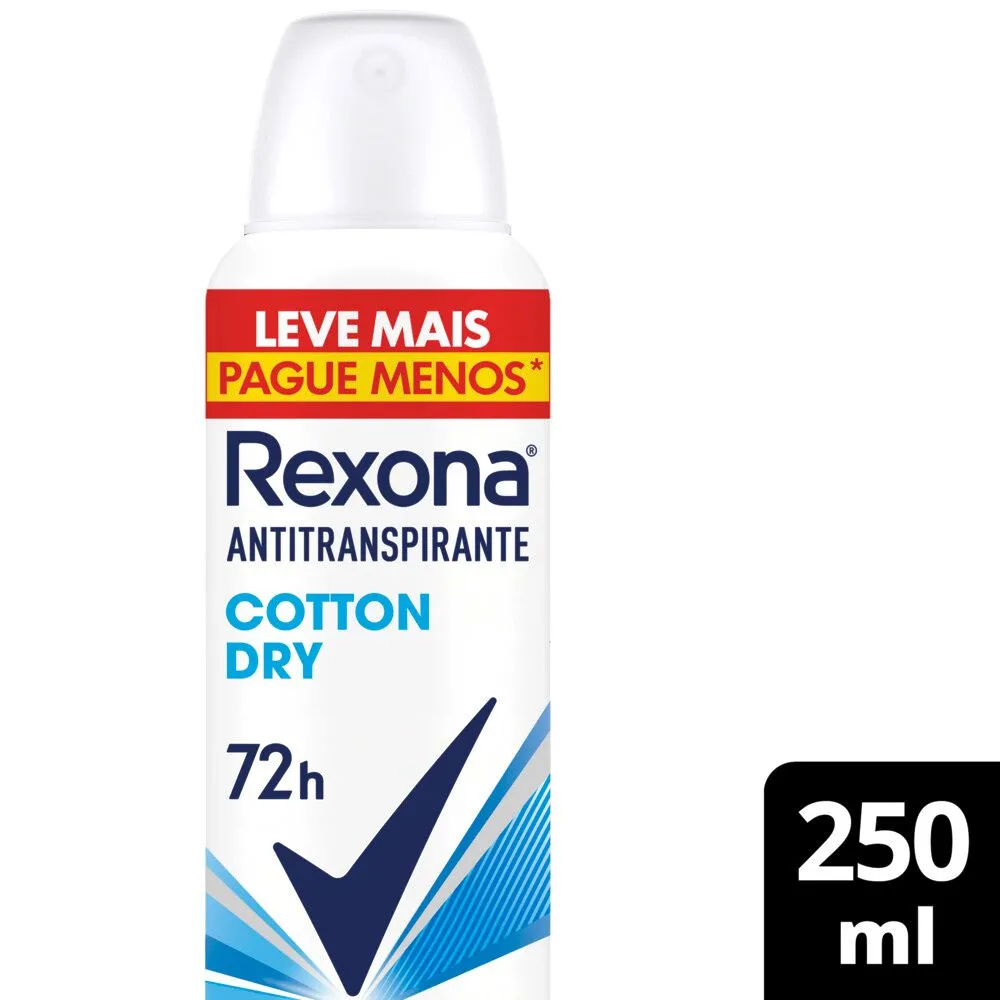 Desodorante Antitranspirante Rexona Cotton Dry 72h Aerossol 250ml