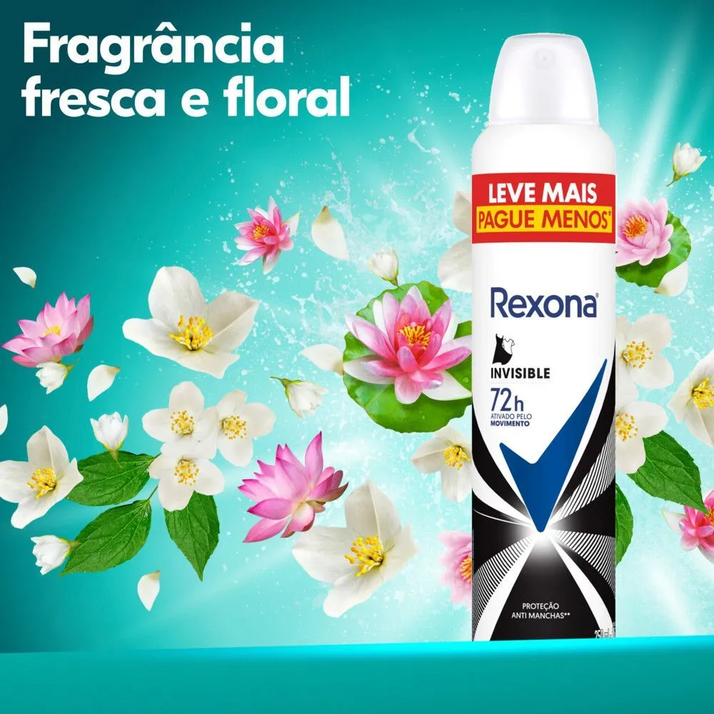 Desodorante Antitranspirante Rexona Invisible 72h Aerossol 250ml — foto 5