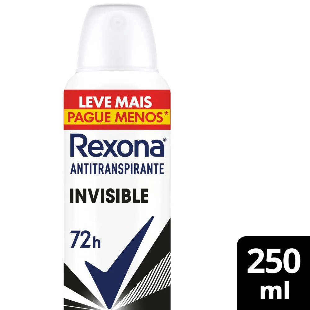 Desodorante Antitranspirante Rexona Invisible 72h Aerossol 250ml