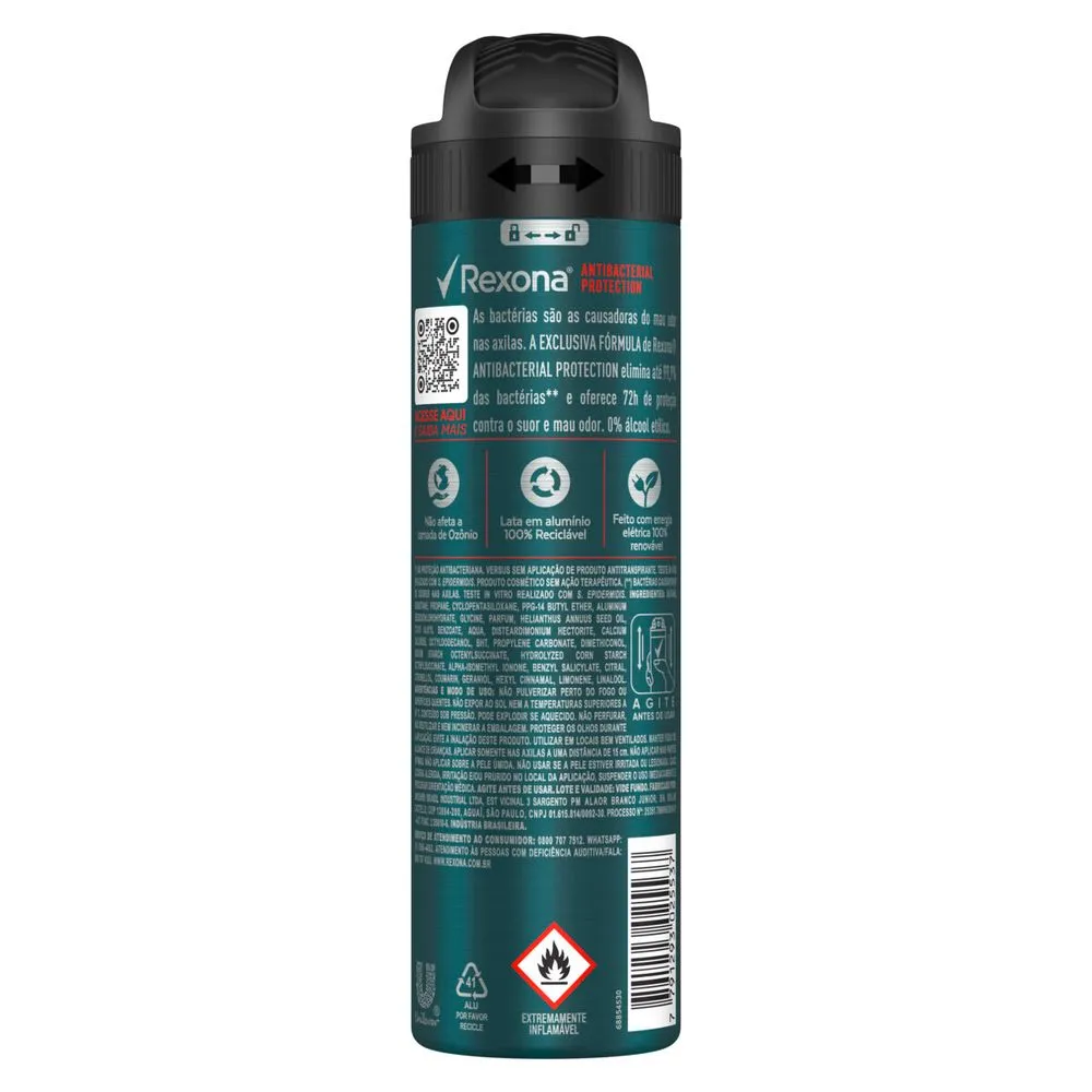 Desodorante Antitranspirante Rexona Men Antibacterial Protection 72h Aerossol 150ml — foto 3