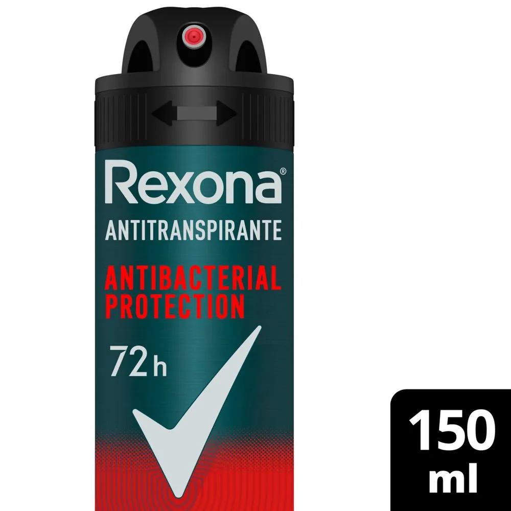 Desodorante Antitranspirante Rexona Men Antibacterial Protection 72h Aerossol 150ml