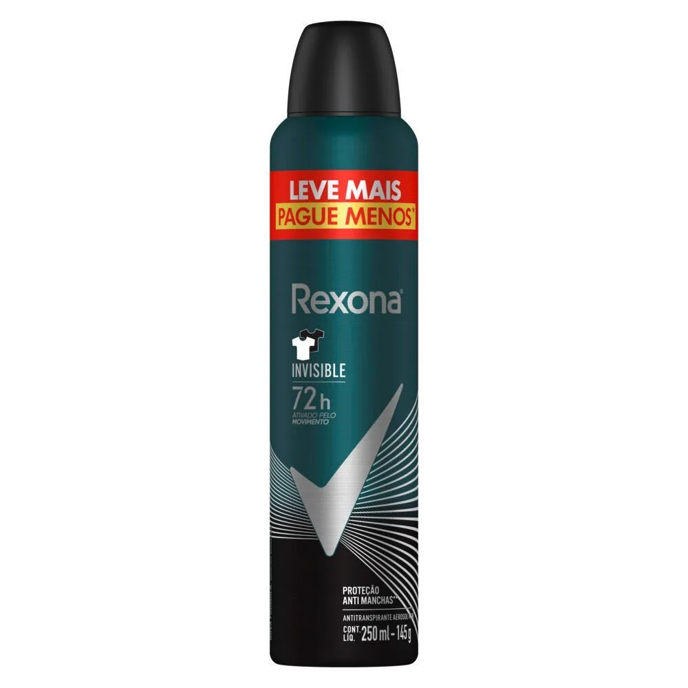 Desodorante Antitranspirante Rexona Men Invisible 48h Aerossol 250ml — foto 2