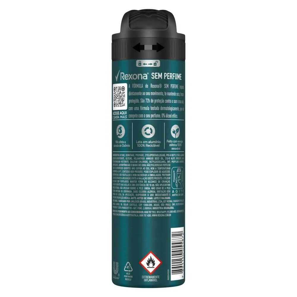 Desodorante Antitranspirante Rexona Men Sem Perfume 72h Aerossol 150ml — foto 3
