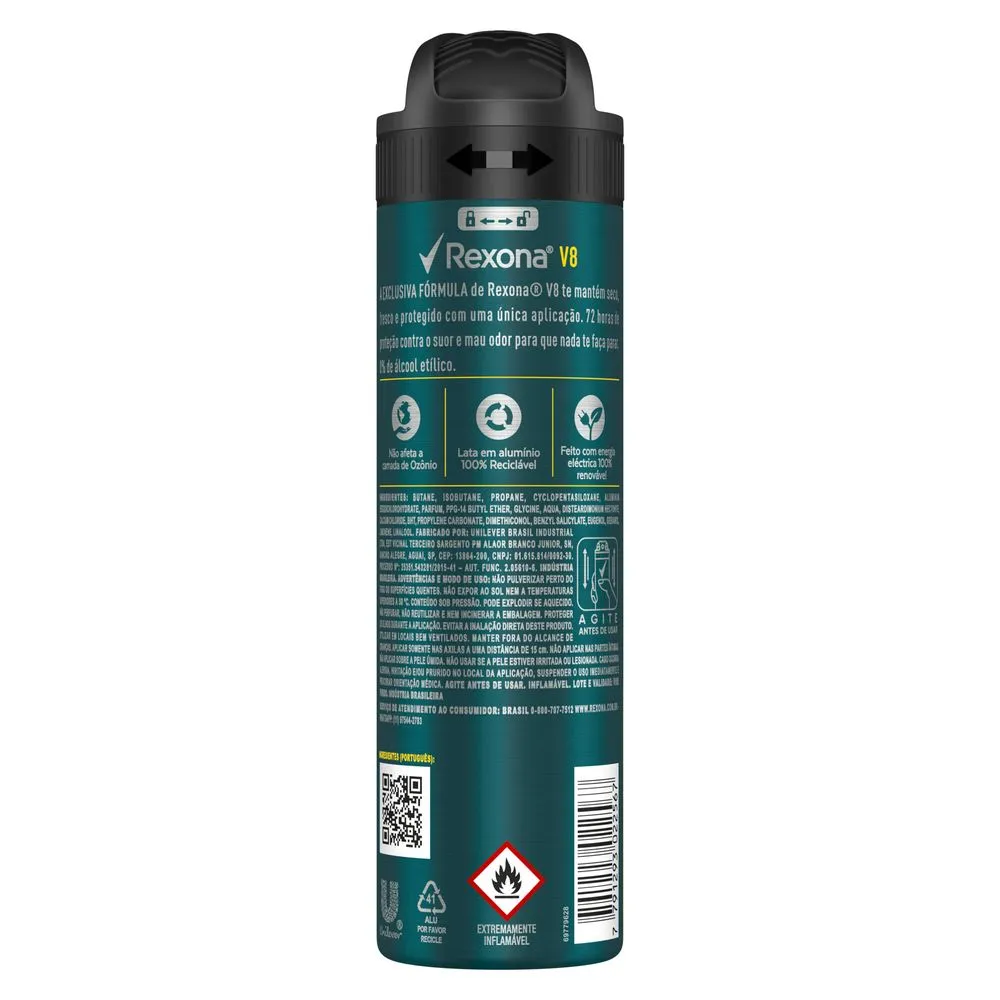 Desodorante Antitranspirante Rexona Men V8 72h Aerossol 150ml — foto 3