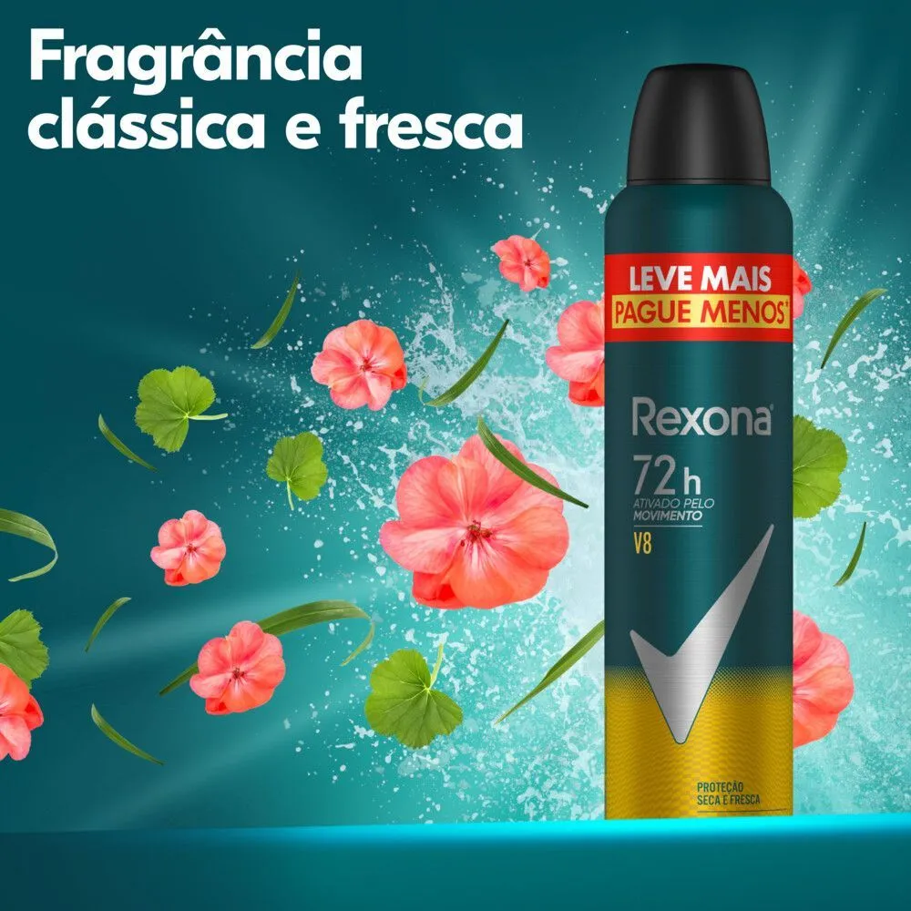 Desodorante Antitranspirante Rexona Men V8 72h Aerossol 250ml — foto 5