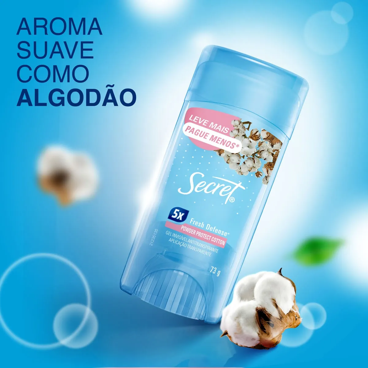 Desodorante Antitranspirante Secret Gel Invisivel Powder Protect Cotton 73g — foto 9