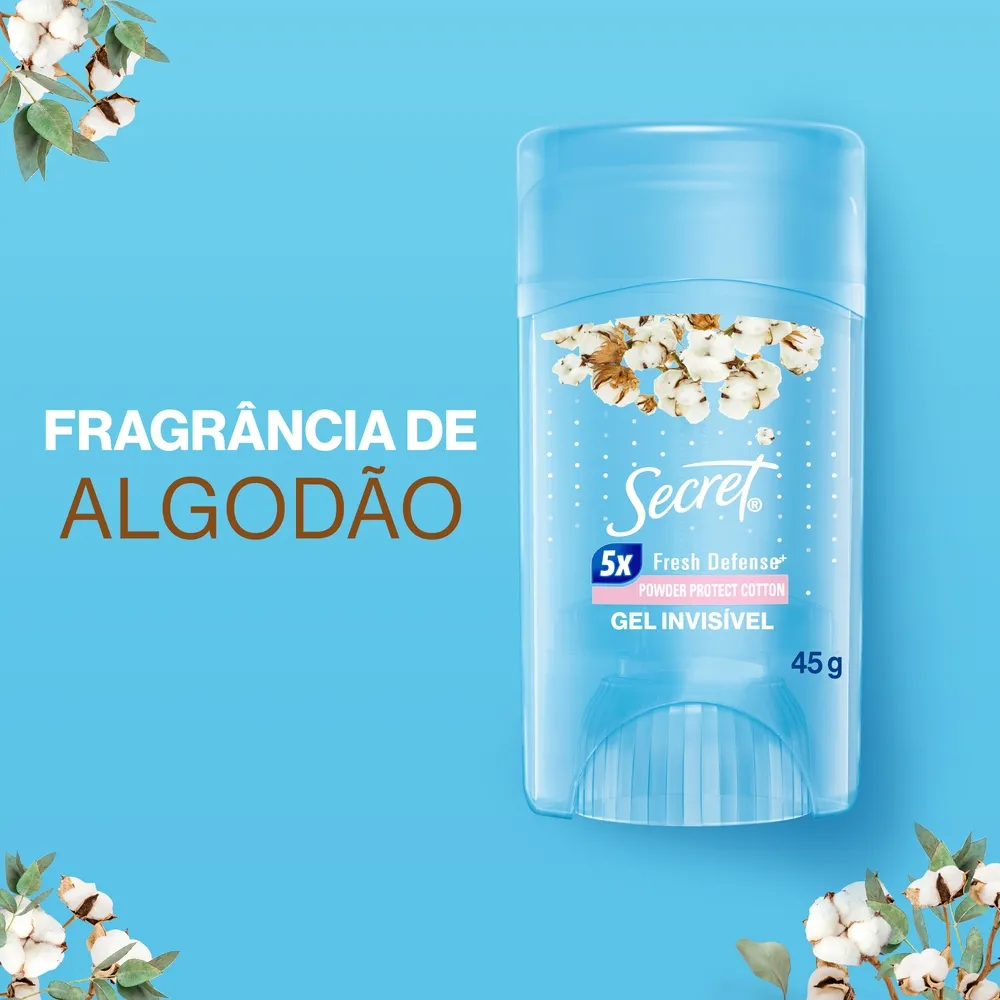 Desodorante Antitranspirante Secret Proteção de Algodão Gel Stick 45g — foto 4