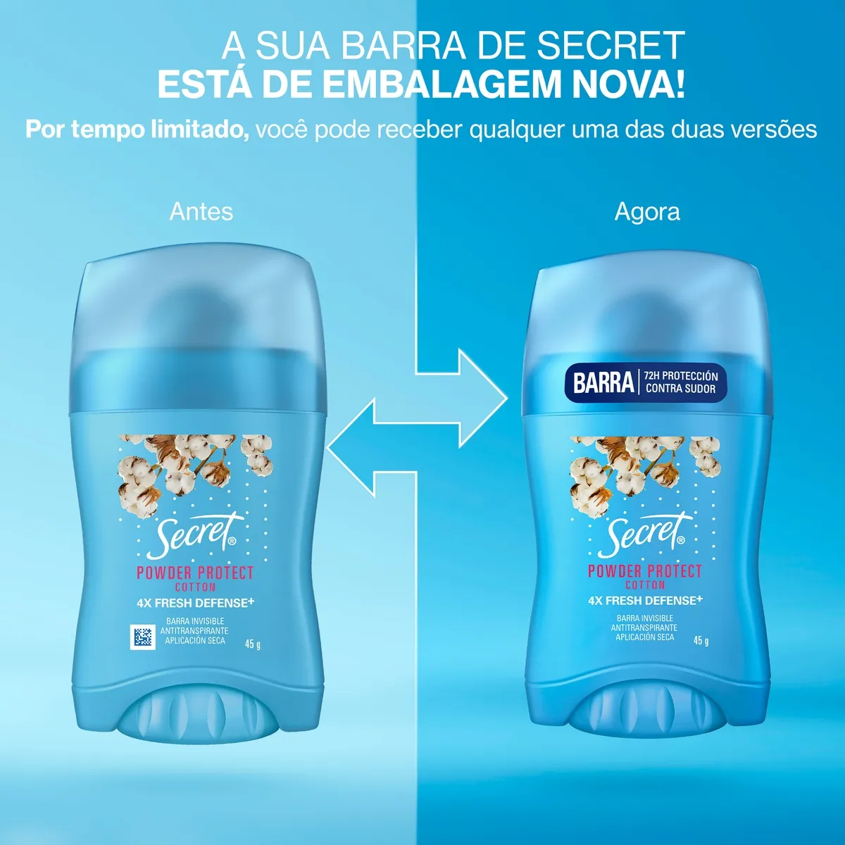 Desodorante Antitranspirante Secret Proteção de Algodão Stick 45g — foto 4