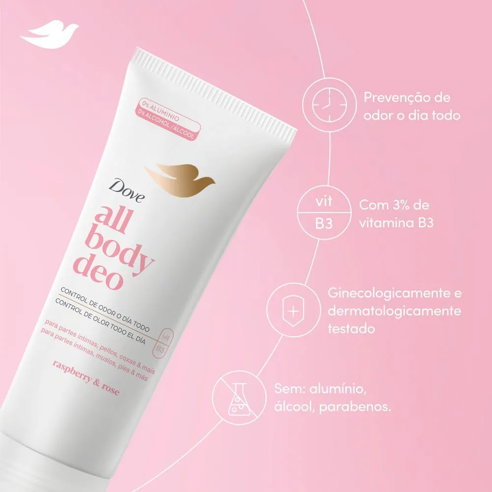 Desodorante Em Creme Dove Raspberry Rose All Body Deo 75g — foto 5