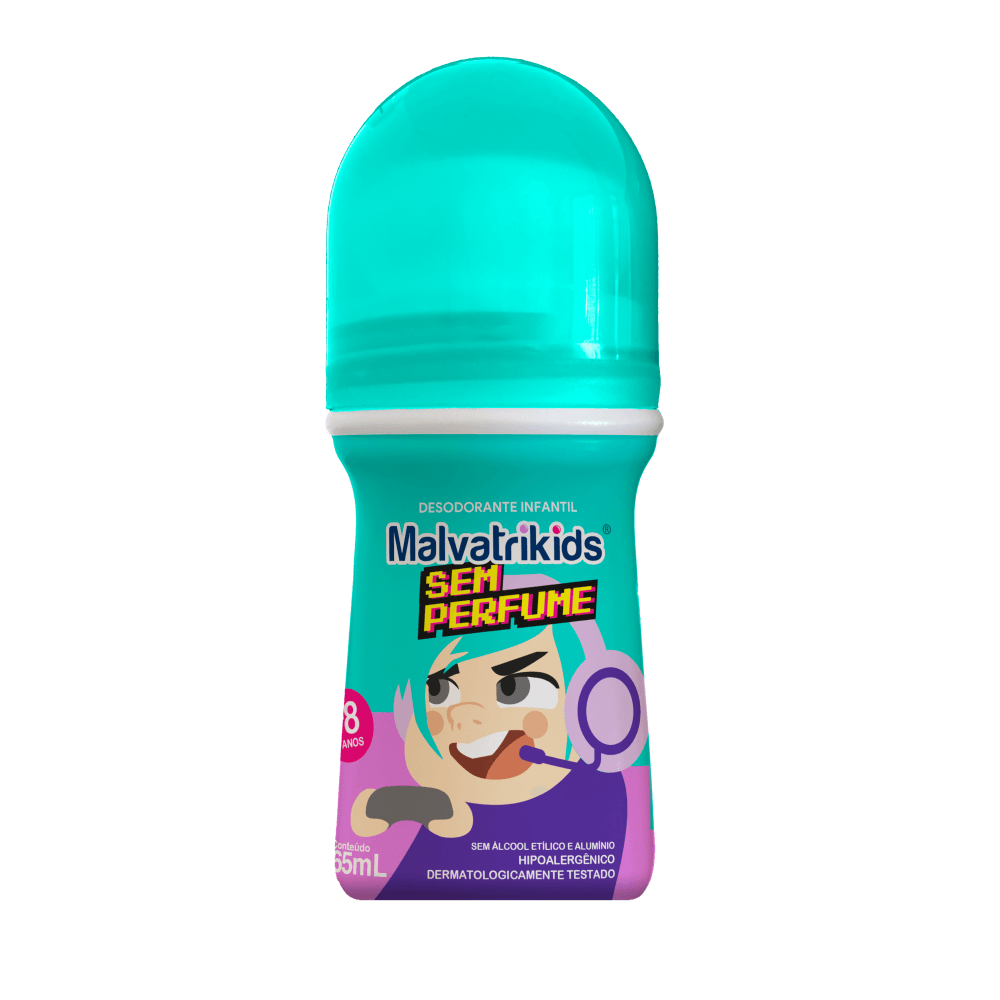 Desodorante Infantil Malvatrikids +8 anos Sem Perfume Roll On 65ml