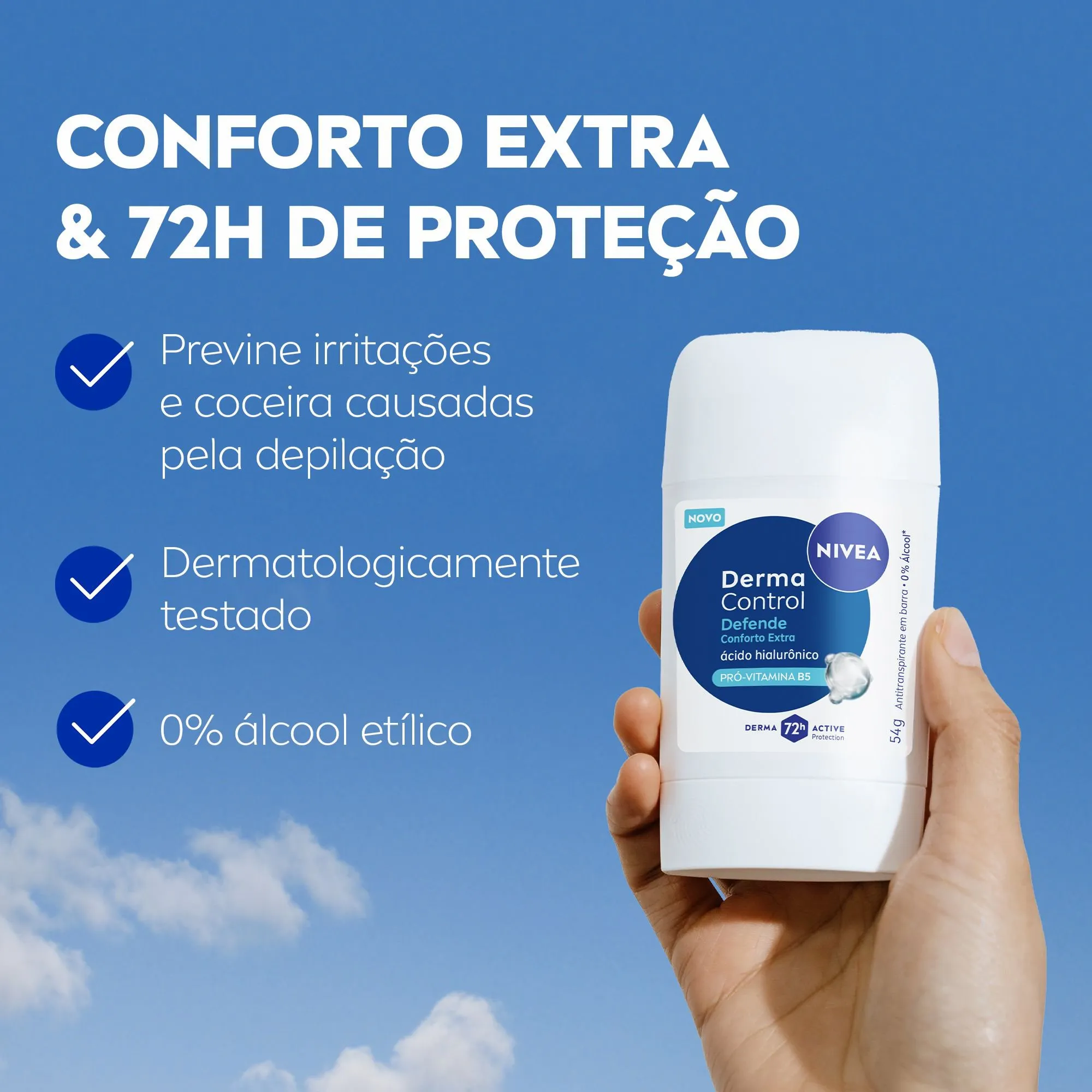 Desodorante Nivea Antitranspirante Derma Control 72h Stick 54g — foto 7