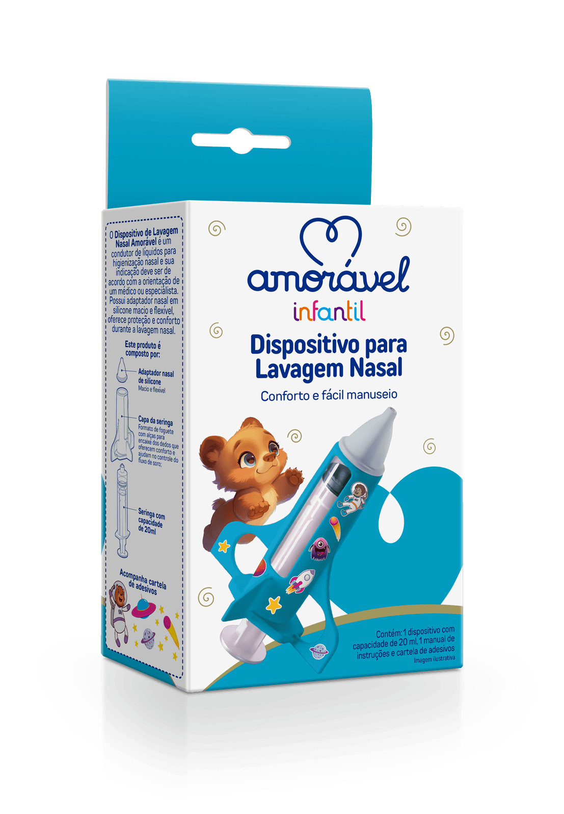 Dispositivo Para Lavagem Nasal Amoravel Bico Silicone Azul 20ml