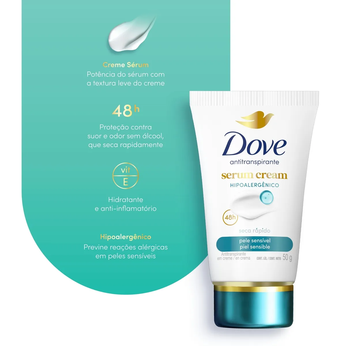 Dove Desodorante Creme Sérum Pele Sensível 50g — foto 6